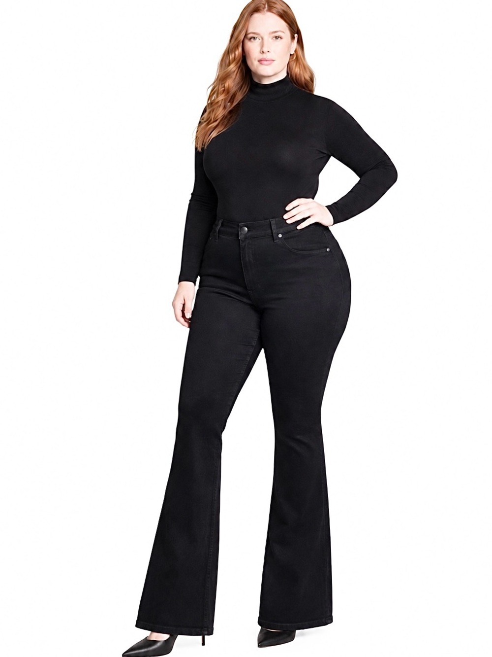 SPANX Black Flare Shaping Jeans Size 2X Petite Pull On Stretch